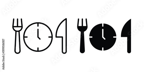 Lunch time icon outlined. Flat fill icons