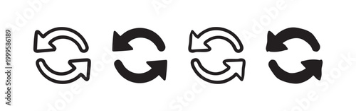 Refresh reload icon set, circular arrows for update and repeat, process and synchronization symbol.
