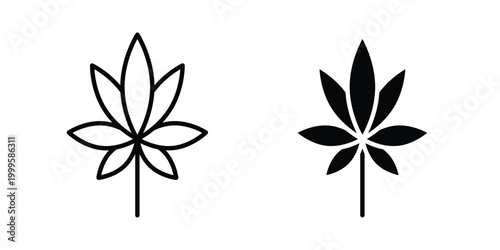 Marijuana icon outlined. Flat fill icons