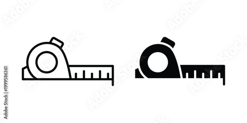Measuring tape icon outlined. Flat fill icons
