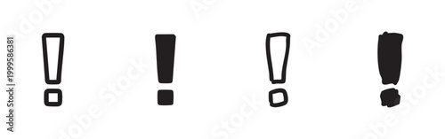 Exclamation Mark Icons: Outline and Solid Variations