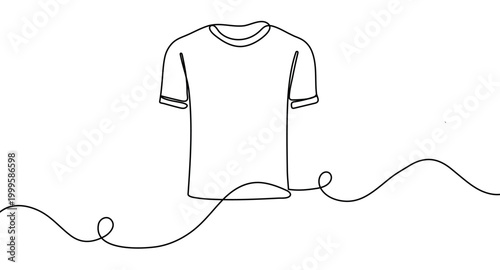 T Shirt line art vector illustration. T shirt line art design. One continuous line shirt drawing. t shirt single line art png and vector illustration on transparent background