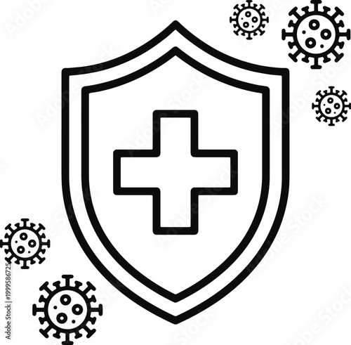 Shield with cross protecting against viruses