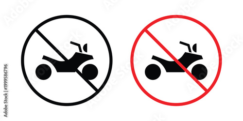 No all terrain vehicle sign outlined. Flat fill icons