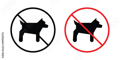 No dogs allowed sign outlined. Flat fill icons