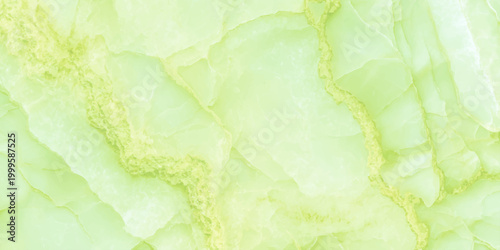 Pale green onyx marble texture background, translucent jade stone luxury mineral surface. crystalline formations, and subtle golden-yellow mineral veining. 