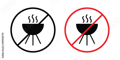 No grill sign outlined. Flat fill icons