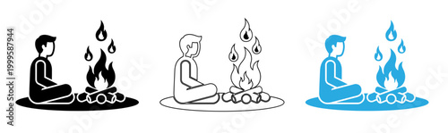 Relaxing by the campfire a peaceful evening scene with silhouette figures