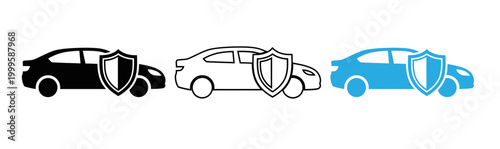 Car insurance illustration three stages of vehicle protection and security