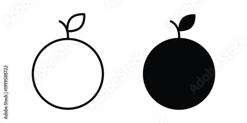 Orange fruit icon outlined. Flat fill icons