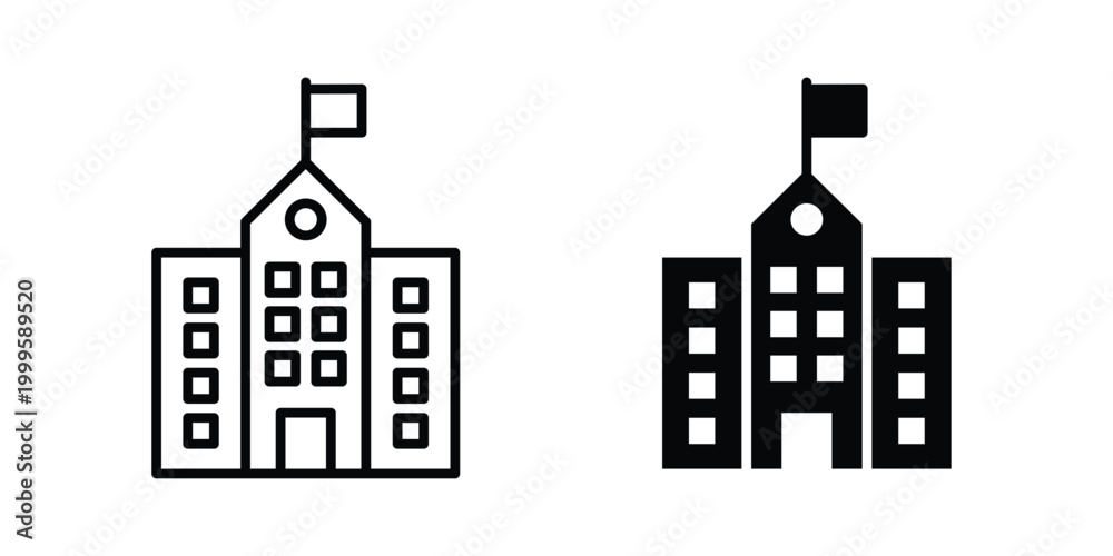 Fototapeta premium primary school icon outlined. Flat fill icons