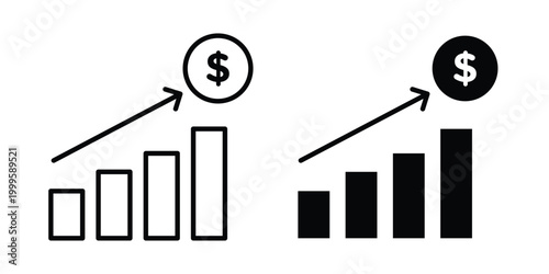 Profit increase icon outlined. Flat fill icons