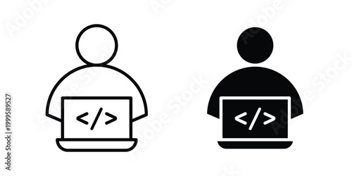Programmer icon outlined. Flat fill icons