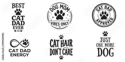 Cute pet parent t shirt designs cat dad dog mom more