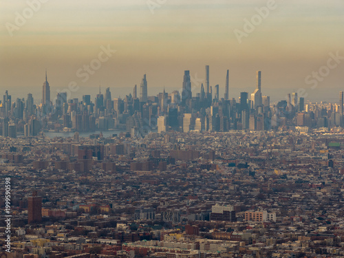 Distant Manhattan skyline - New York, US