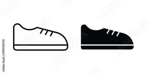 Sneakers shoe icon outlined. Flat fill icons