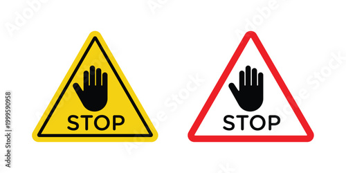 Stop security sign outlined. Flat fill icons