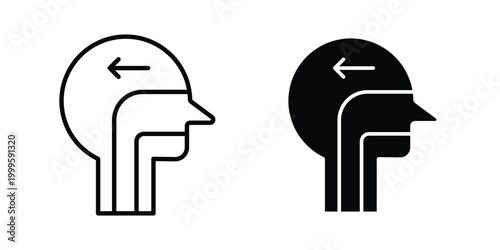 Swallowing reflex icon outlined. Flat fill icons