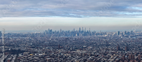 Aerial view of Brooklyn with distant skyline - New York, US