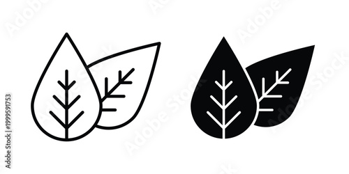 Tobacco leaves icon outlined. Flat fill icons