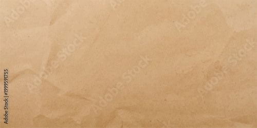 A vintage brown parchment background features an aged grunge texture with a rough antique pattern on a blank crumpled paper surface for a retro design backdrop