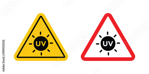 UV light warning sign outlined. Flat fill icons