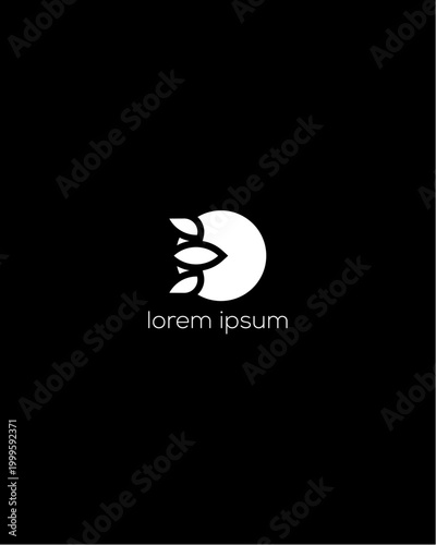 A minimalist logo illustration of a bird in flight appears on a black background with placeholder text.
