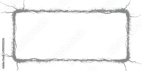 Φωτογραφία Cracked concrete texture rectangular frame with distressed edges isolated on whi