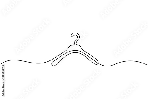 Single line drawing of a clothes hanger with wavy lines minimalist outline