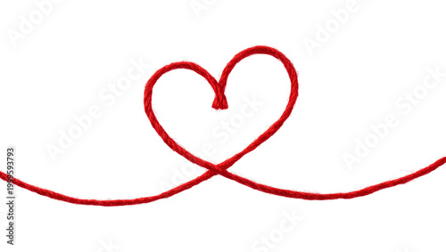 Cuadro en lienzo Red string forming a heart shape on a plain surface