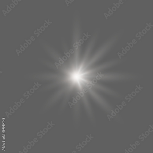 Quadro su tela Soft white radiant flare effect, abstract glowing star light burst, elegant lumi