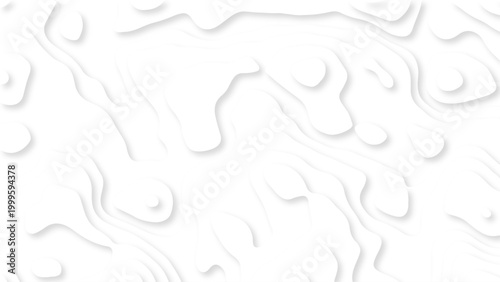 White Paper Cut Topographic Background with 3D Layered Contours, Minimal Abstract Relief Texture