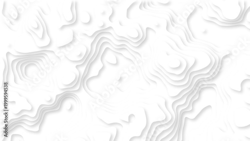 White Paper Cut Topographic Background with 3D Layered Contours, Minimal Abstract Relief Texture