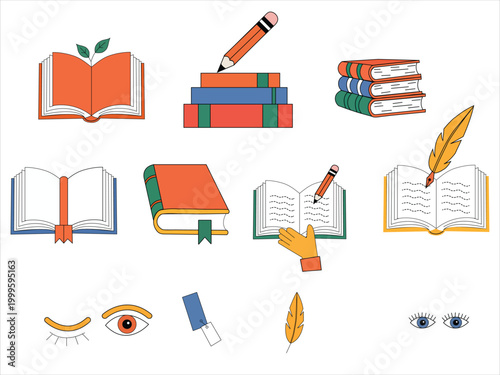 Books for reading. Educational textbooks for acquiring knowledge. Paper carriers of the text.
