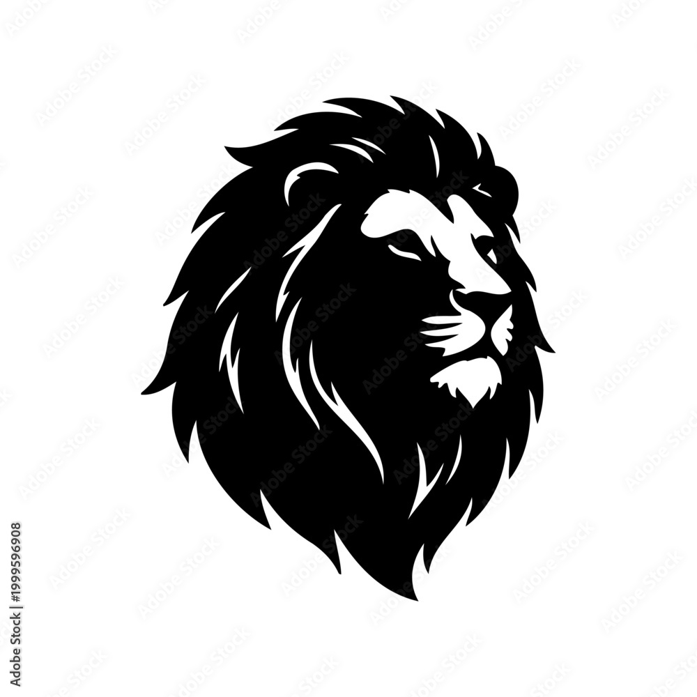 Fototapeta premium Black lion head silhouette