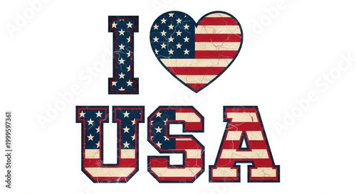 I Love USA Vintage American Flag Patriotic Graphic