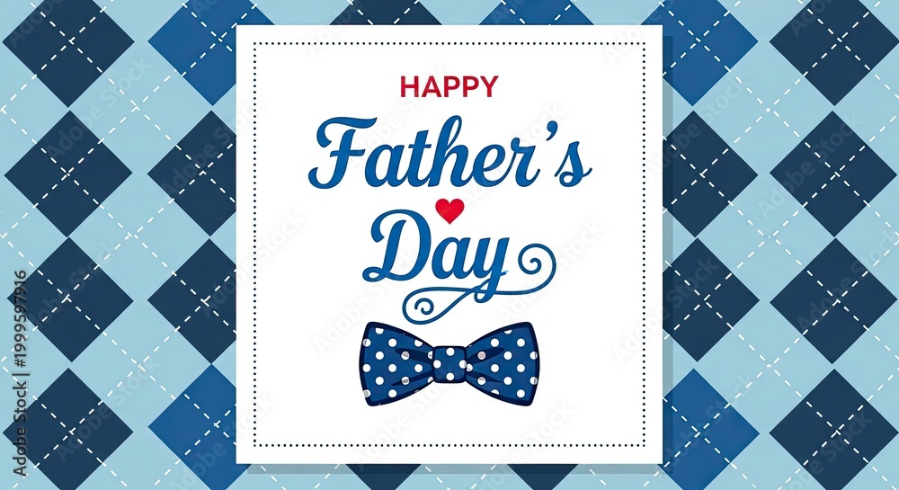 Obraz premium Happy father's day greeting card with bow tie illustration