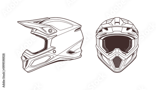 vector drawing of motorcycle racing or motocross helmet