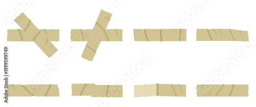 minimalist adhesive tape crosses and strips on white background for design and craft
