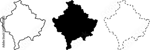 Republic of the Congo map set with outline, silhouette and dashed line shapes