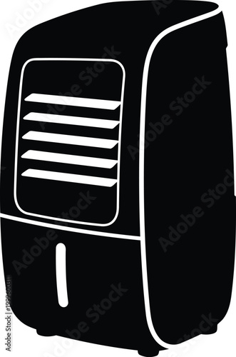 Black silhouette of an air cooler with louvers and water tank
