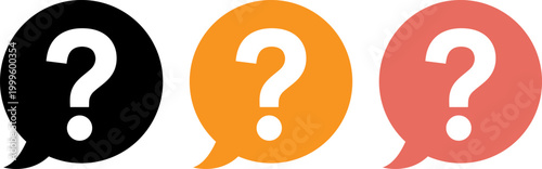 three speech bubbles with question marks flat design vector illustration