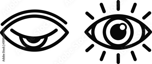 Stylized eye icons a black and white illustration of vision and perception