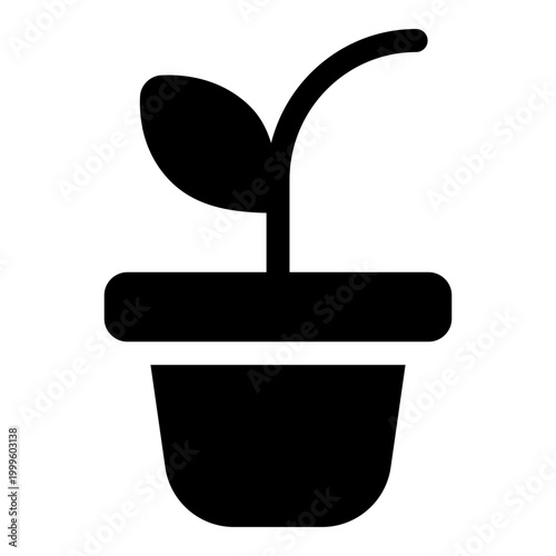 Plant Pot Solid Icon, Container Ceramic, Clay Planter, Vase