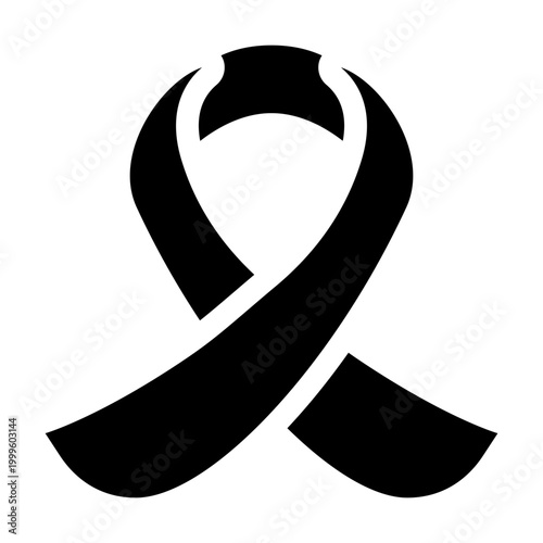 Ribbon Mental Health Solid Icon, Awareness Wellness, Support