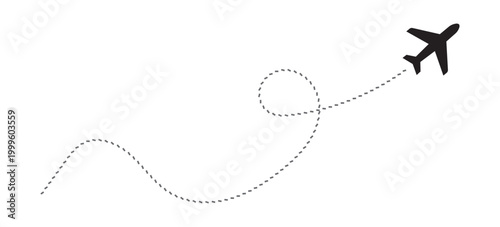 Airplane flight path illustration a symbolic representation of travel and journey