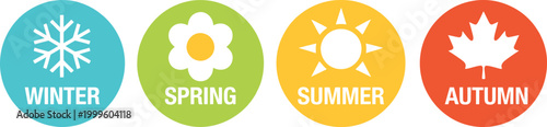 Four seasons icon set isolated on white background