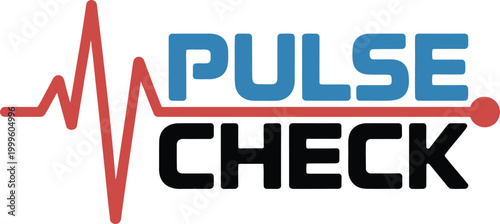 Pulse Check logo with electrocardiogram line graphic isolated on white background