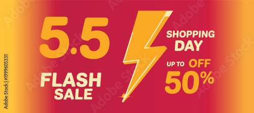 5.5 flash sale banner with lightning bolt and discount offer