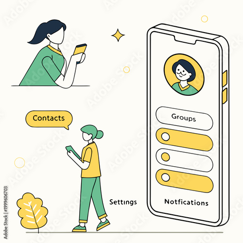 Of people using mobile phones with chat interface conversation